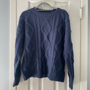 navy cable knit sweater